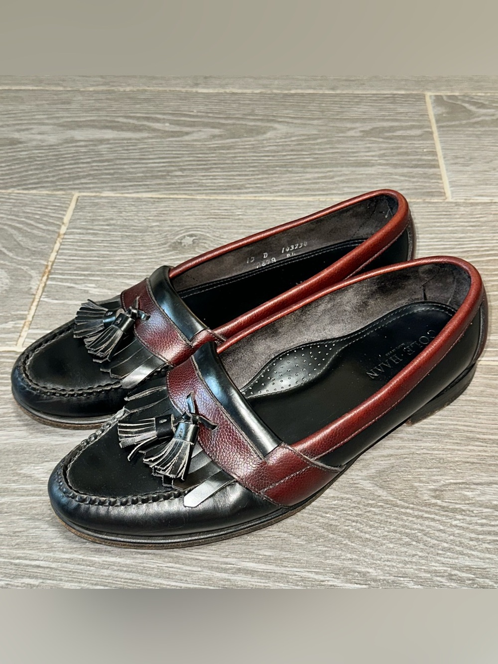 Cole Haan Pinch Tassel Loafers Men's 13D Two Tone Leather Slip On Shoes Vintage